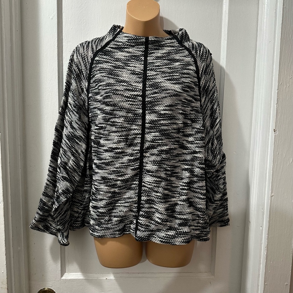 Joan Vass Heather Black Long Sleeve Top in 1X‎
